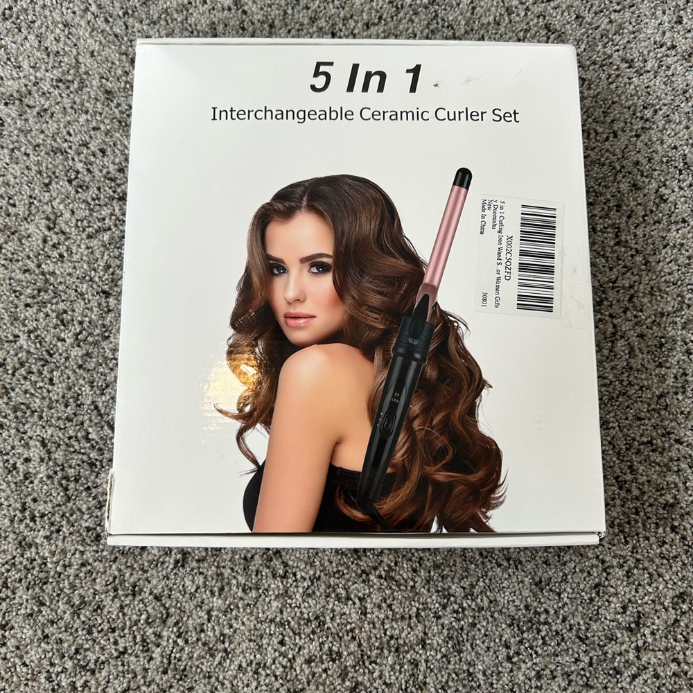 5 in 1 Interchangeable Ceramic Curler Set - Black and Pink